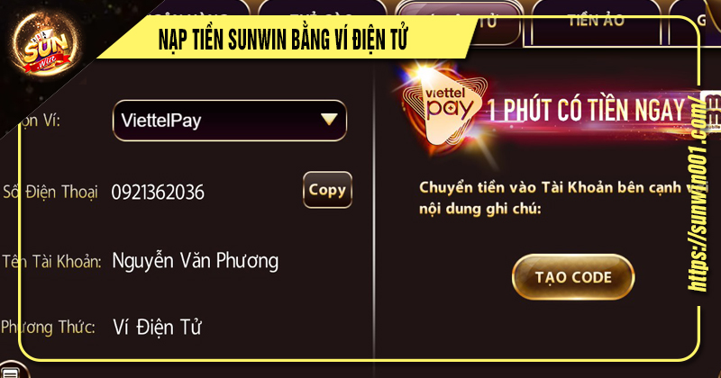 Hướng Dẫn 04 Bước Nạp Tiền Sunwin An Toàn Bảo Mật 4 nạp tiền sunwin bằng ví điện tử